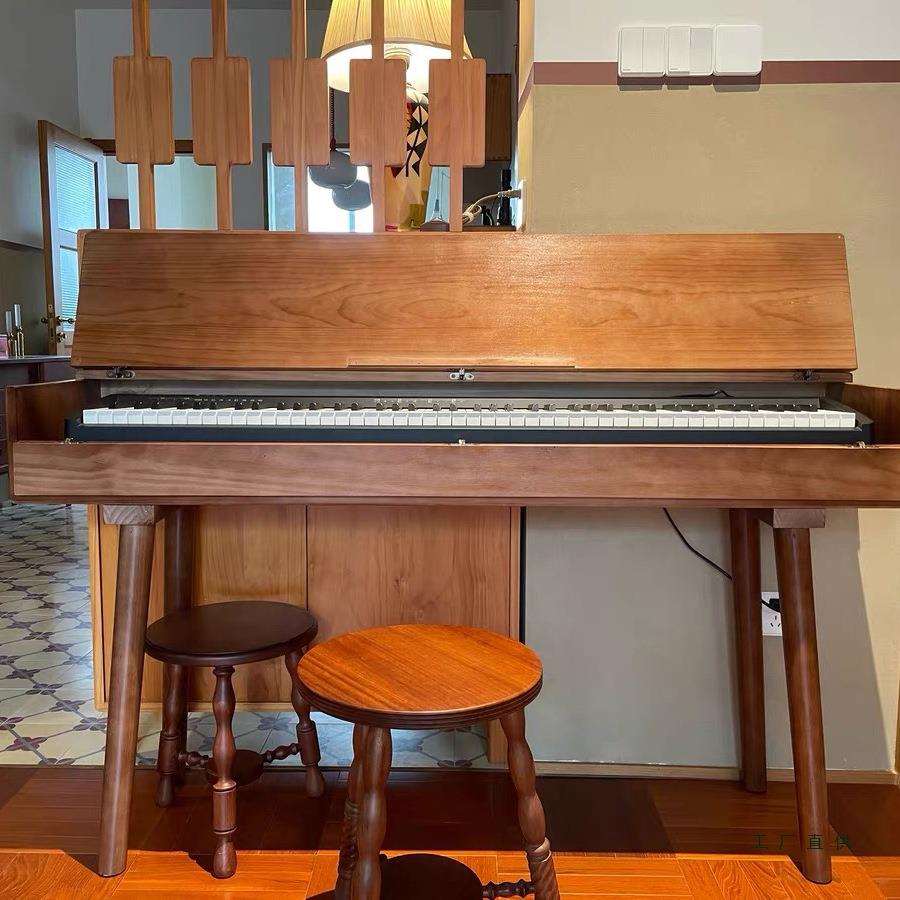 钢琴书桌一体式电钢琴收纳桌电子琴全包围翻盖midi键盘编曲桌实木