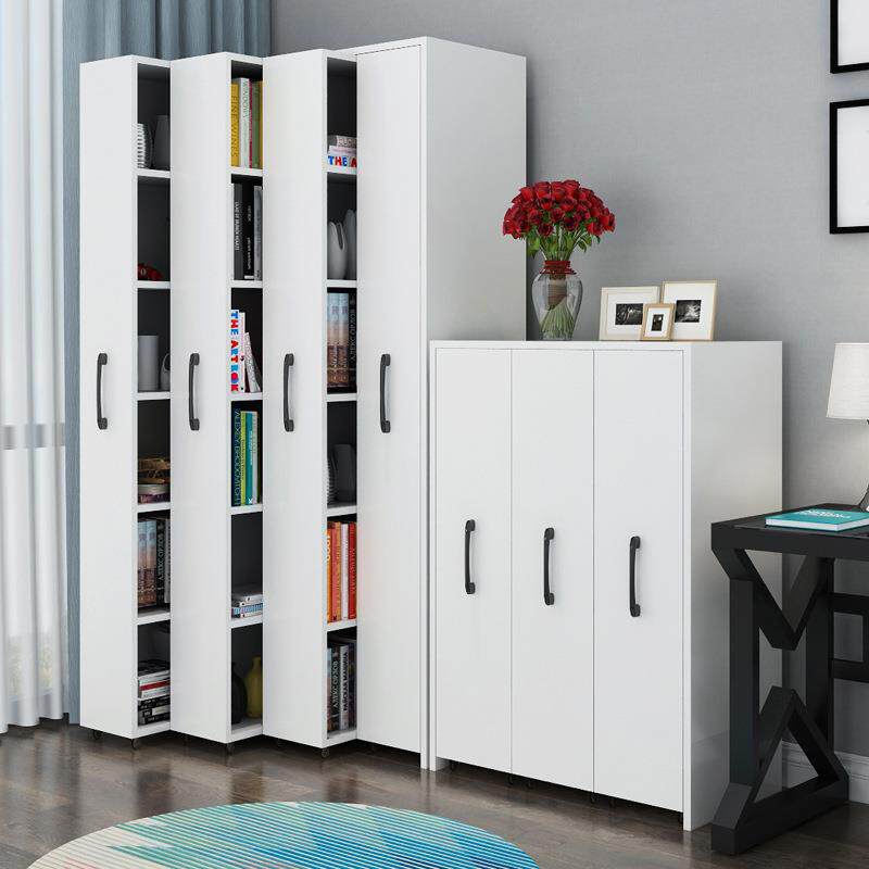 推拉防尘书架带轮隐形书柜储物夹缝抽屉式移动收纳柜缝隙书橱柜子