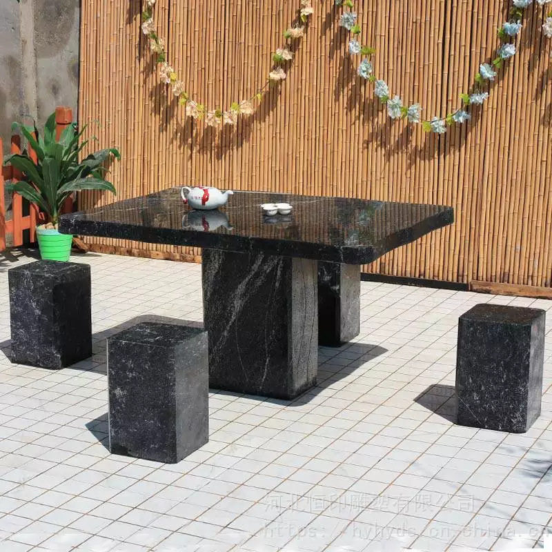 批发花岗岩家用小区大理石公园露台石头桌椅户外石桌石凳庭院花园