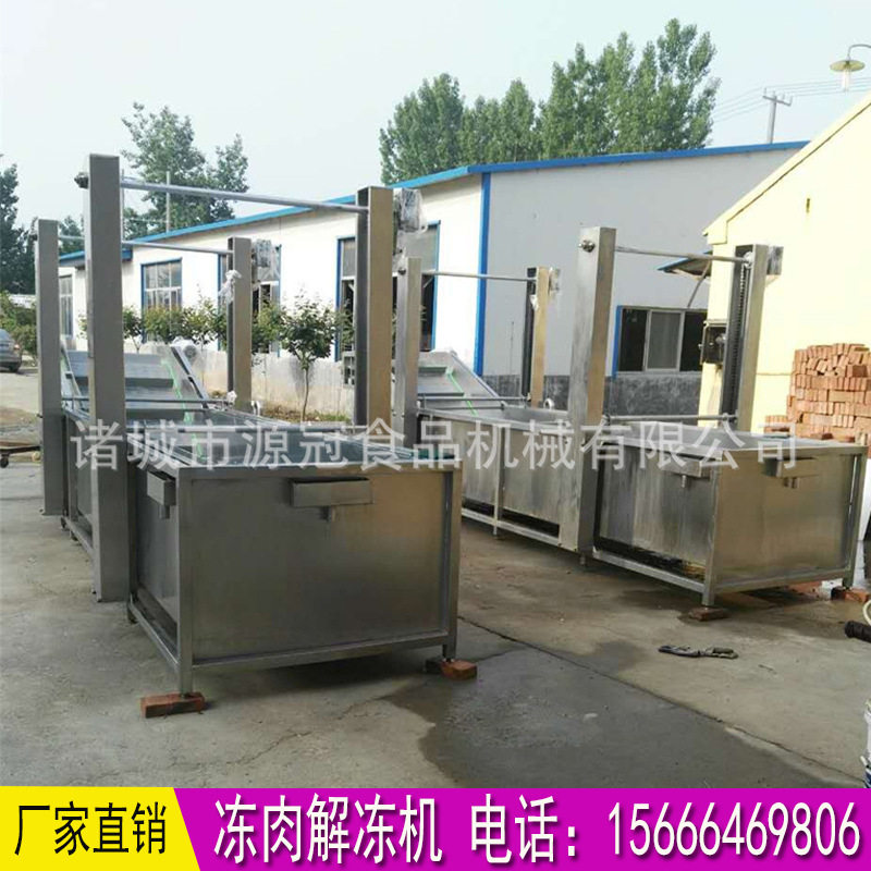 源冠供应冻品解冻机恒温水冻品缓化线冻猪脚解冻清洗烧毛流水线