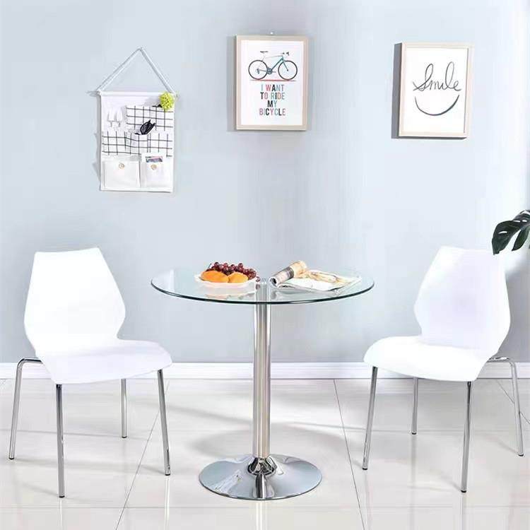 洽谈桌椅组合塑料餐椅接待会客展会椅办公室家用简约靠背白色椅子