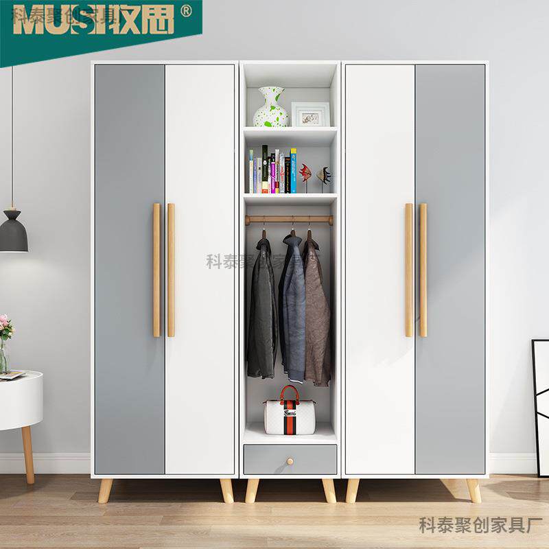 现代简约经济型板式衣柜组合出租房卧室家用简易大小户型收纳衣柜