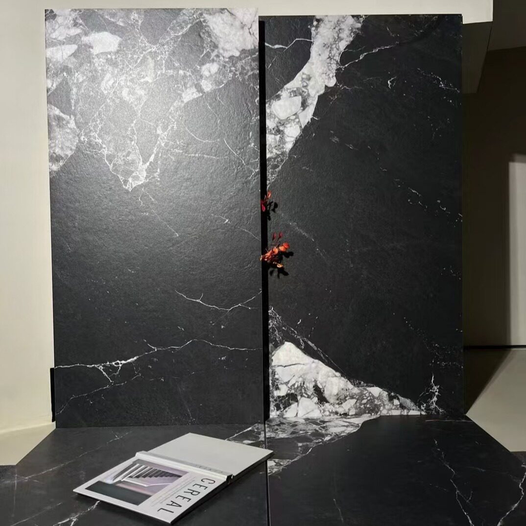 模具干粒面通体哑光防滑黑色大理石瓷砖600X1200卫生间防滑地砖