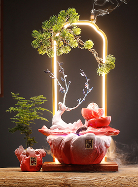 鹿流水摆件创意循环水招财家居客厅玄关生财装饰品乔迁新居开业礼