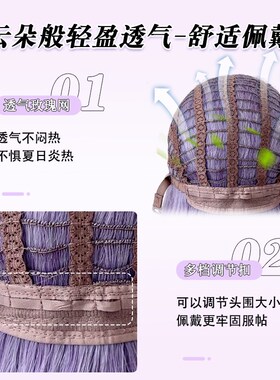 假发女长发灰紫色中分长卷发夏季薄款爆染情侣发色显白全头套