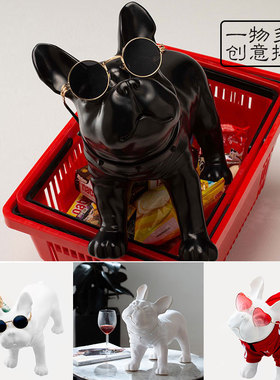 狗摆件斗牛犬北欧家居客厅装饰品样板间橱窗创意法斗狗模服装道具