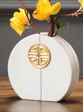 新中式客厅玄关干花装饰餐桌子创意茶几上禅意复古花瓶花器鹿摆件