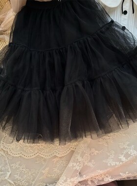 【黑色高级感】女童春秋裙子 网纱柔软立体感蓬蓬裙 半身纱裙