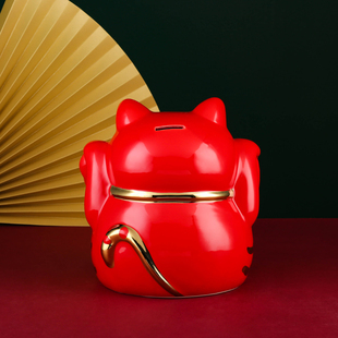 2023新款招财猫存钱罐创意卡通储钱罐陶瓷扑满储蓄罐只进不出可取
