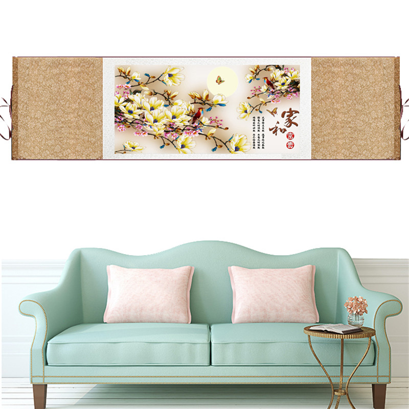 名家花鸟画柿子酒店壁画国画茶楼装饰画寿桃荷花玄关招财挂画丝绸