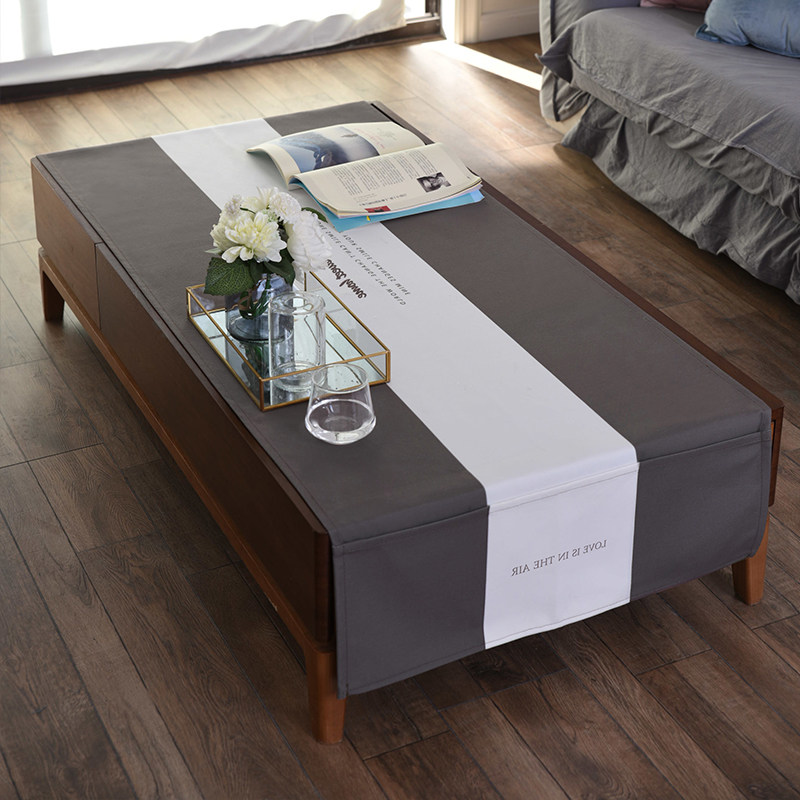 羽果 北欧英文家用茶几罩套个性防水防烫加厚茶几垫桌布客厅布艺