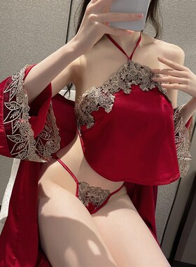宫廷红色肚兜吊带套装人性感大码私房新娘古风睡衣女中国风汉元素