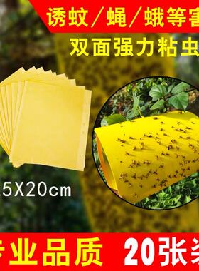 粘虫板双面黄板诱虫板纸贴黄色沾黏虫板防水灭小飞虫果蝇粘板蓝板