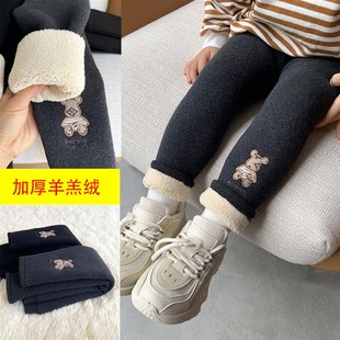 儿童羊羔绒一体绒裤 外穿女宝宝保暖棉裤 子 冬季 女童加绒加厚打底裤