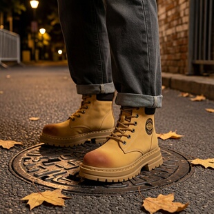 书外大黄靴马丁靴2025秋冬新款男女鞋同款增高保暖工装官方旗舰店