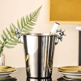 冰块粒桶酒鹿吧酒家用啤大小桶酒 折扣价 创意头冰桶不锈钢红装
