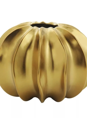 简约陶瓷花瓶南瓜形折纸摆件 纯手工轻奢花瓶万圣节家居装工艺品