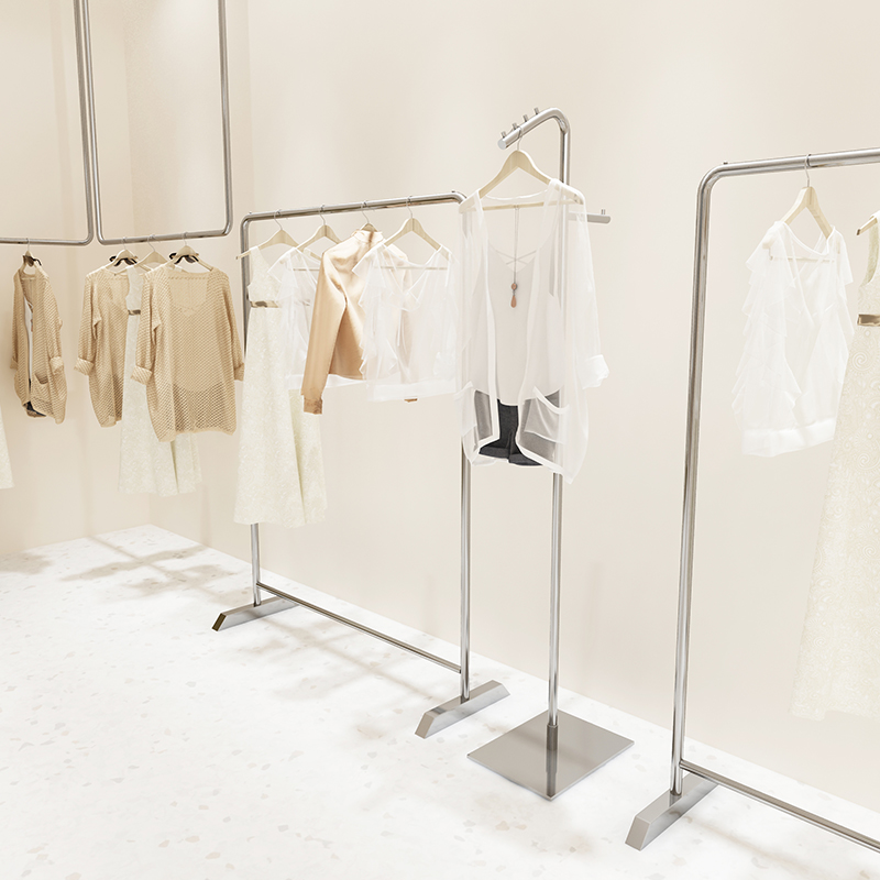 衣架服装店专用不锈钢挂衣架女装店陈列货架落地式展示架正挂架