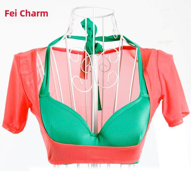 高货速发飞魅瑜伽印度舞蹈肚皮舞水纱部落风打底托胸短袖