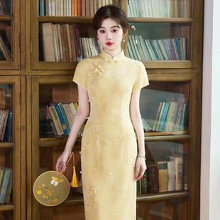 正品新中式国风丨黄色旗袍女小个子2025新款改良年轻款少女高级感