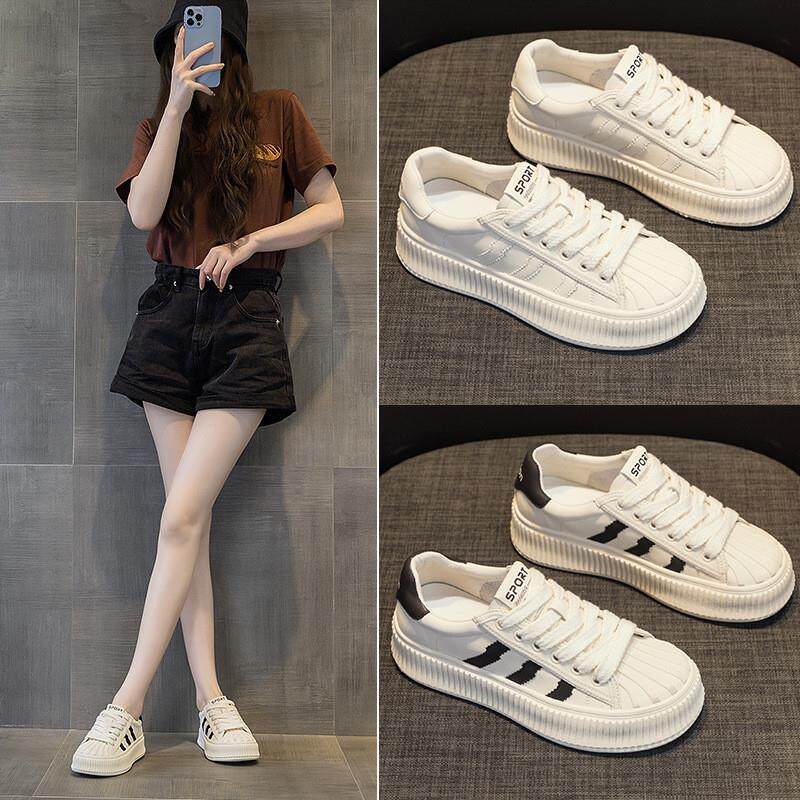 高货贝壳头小白鞋女真皮厚