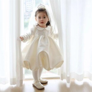 女童日常可穿礼服裙子平时冬天百日宴女宝宝冬季宴装生日礼物周岁