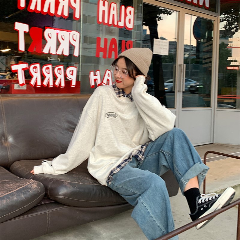 大码女装阔腿胖妹妹mm牛仔裤宽松直筒裤显瘦适合大腿粗的女生裤子