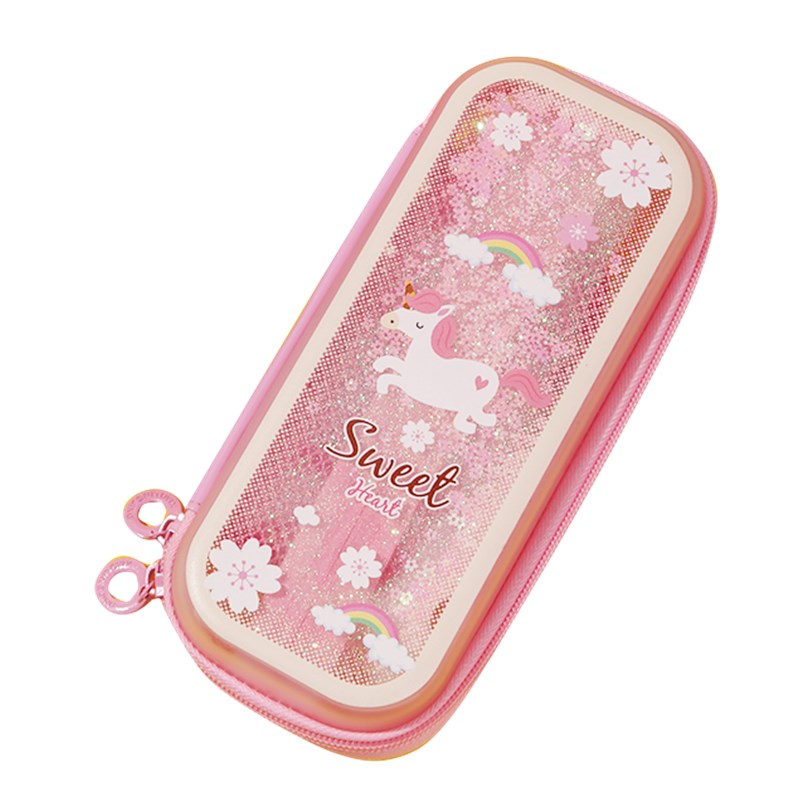 创意少女心流沙笔袋樱花网红文具盒中小学生大容量可爱透明铅笔盒