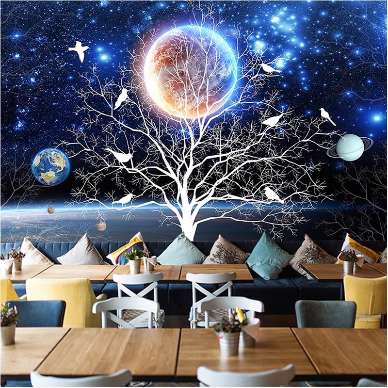 星空墙纸ktv酒吧天花板立体壁画