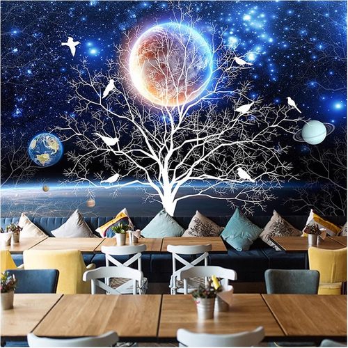 星空墙纸ktv酒吧天花板立体壁画