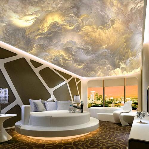酒店KTV金色星空顶定制壁画