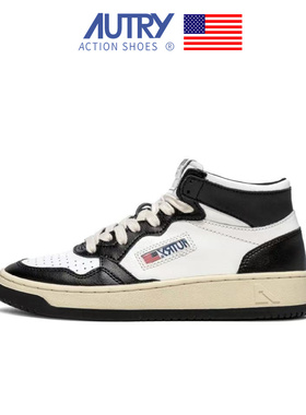 autry【旗舰自营】高帮黑白熊猫板鞋复古小众运动真皮休闲小白鞋