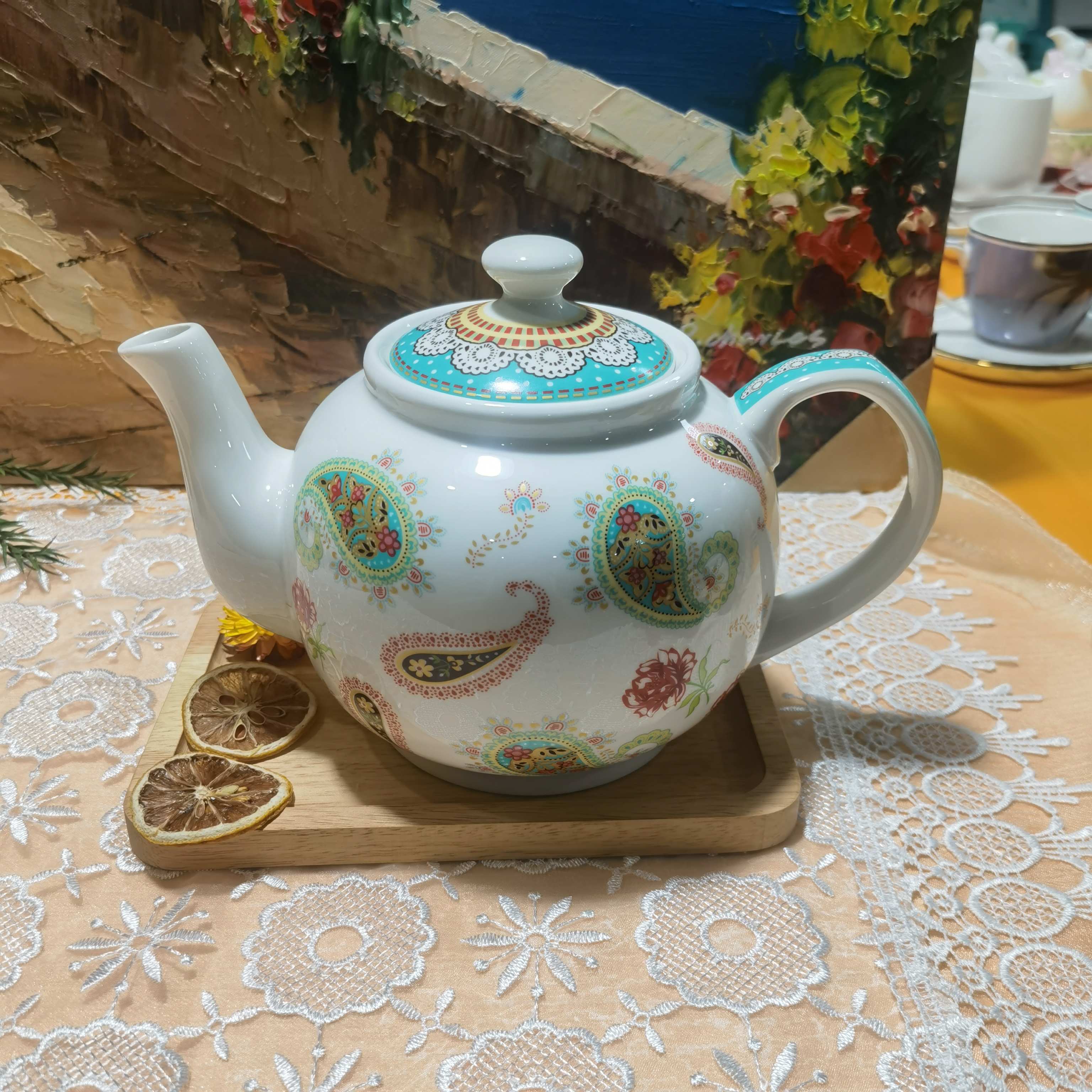 出口孤品尾单陶瓷咖啡大容量壶花茶壶韩式下午茶壶饮茶壶茶具