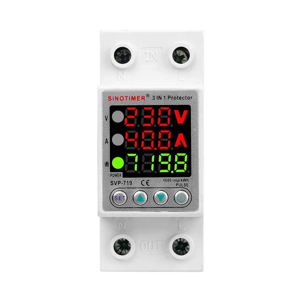 新款SVP-719可调自复式智能过欠压保护器限流延时带电量显示 220V
