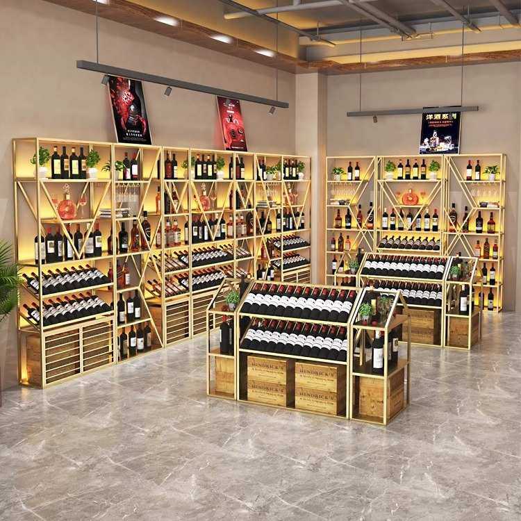 红酒柜展示架靠墙多层铁艺酒庄威士忌酒水陈列架商用酒吧酒架