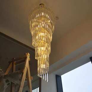 跨境复式楼中楼挑空吊灯led现代简约创意装饰长条别墅旋转楼梯灯