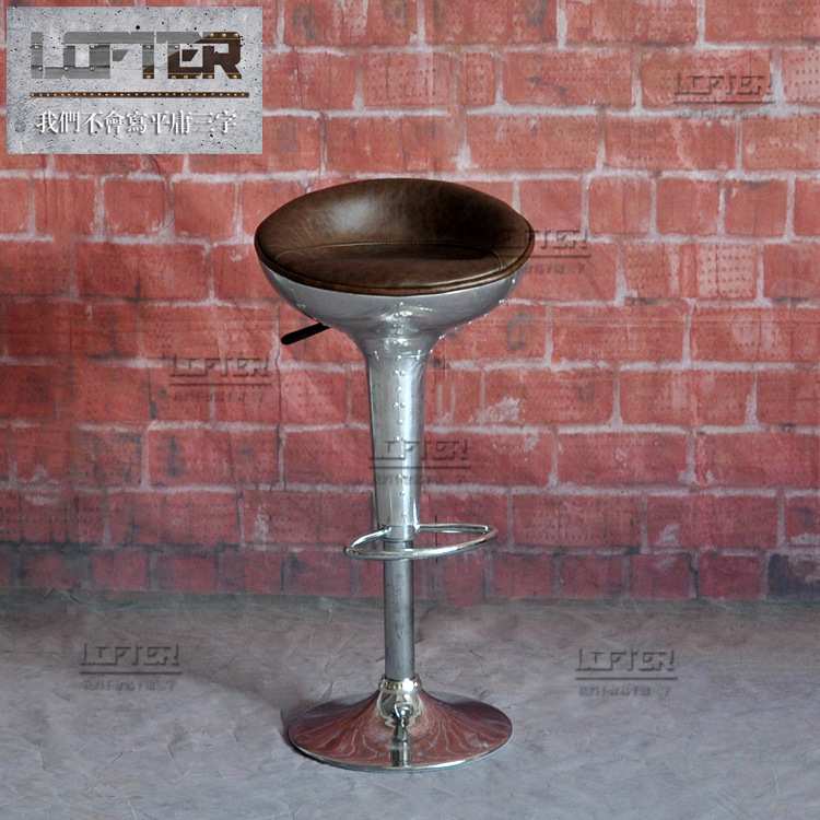 铝皮创意吧椅子LOFT工业风金属铆钉咖啡店酒吧个性转椅酒店接待椅