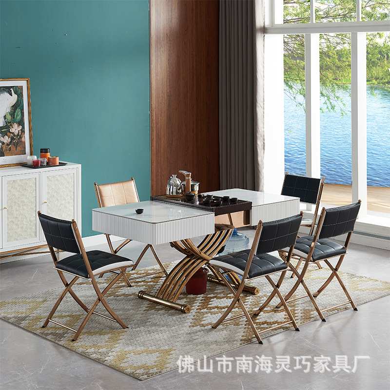 千能C201黑色加厚不锈钢折叠椅家用靠背高级办公休闲会议折叠椅子
