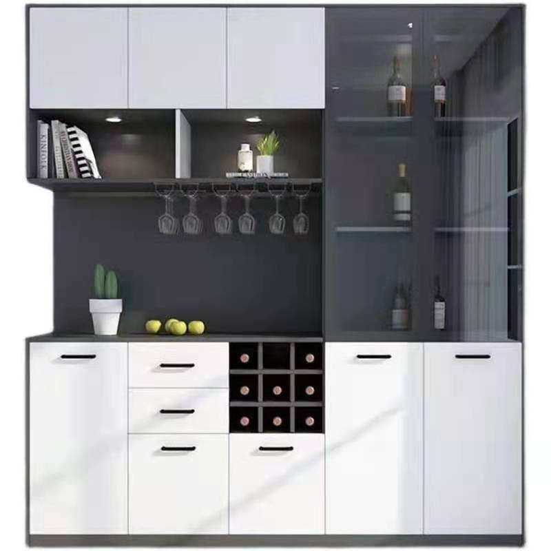 酒柜餐边柜一体靠墙柜子简约现代高级展示柜玻璃门高柜来图设计