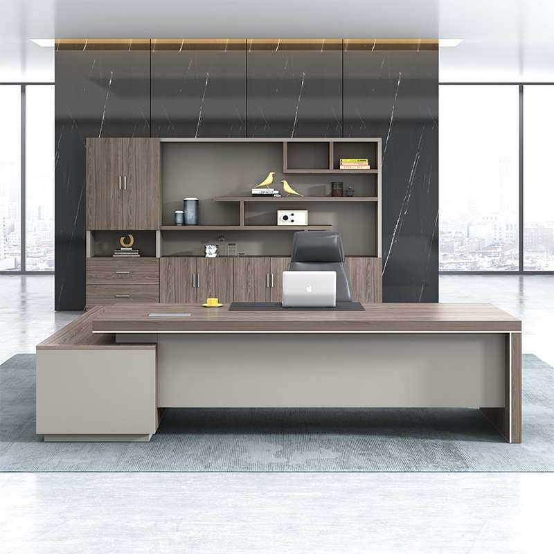 新款老板桌简约现代商用办公室家具大气班台主管经理总裁桌椅组合