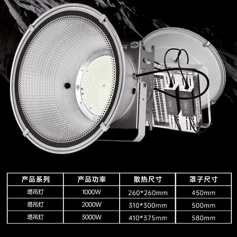 300w500w1000W2000瓦建筑工地照明户外防水探照投光大灯LED塔吊灯