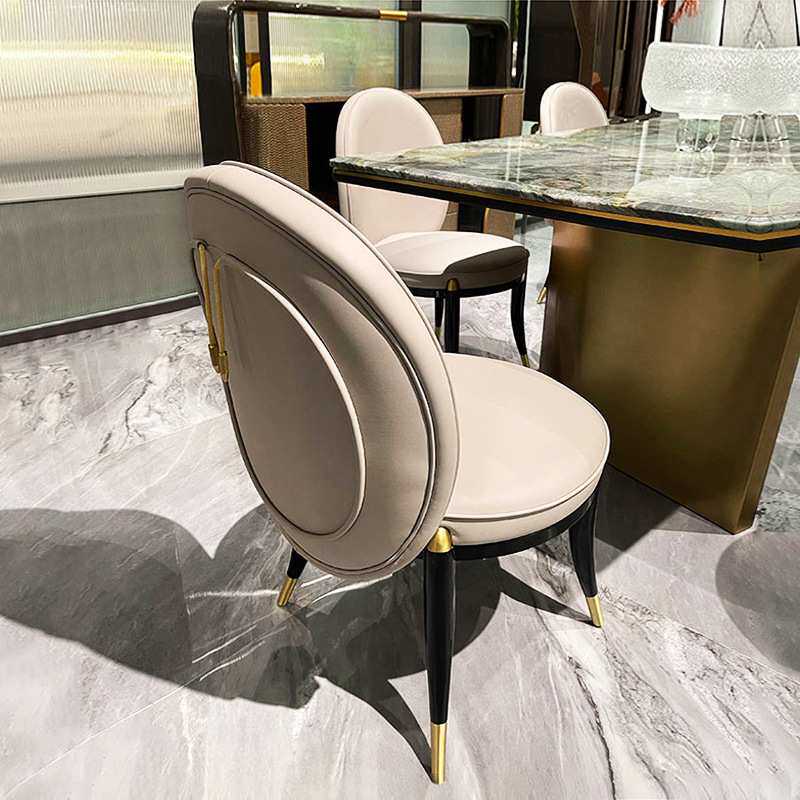 意大利轻奢实木餐椅现代简约客厅家用靠背椅酒店售楼处商务洽谈椅