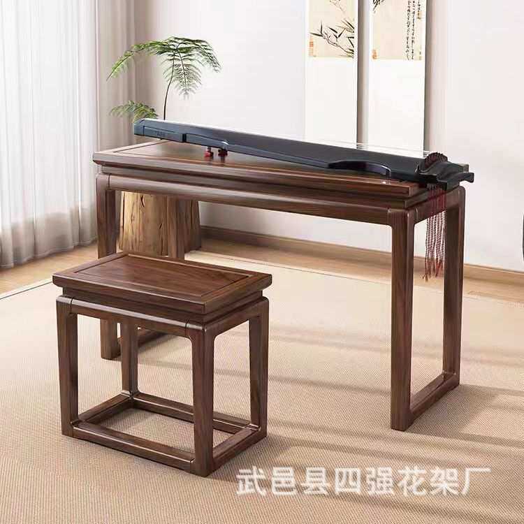 老榆木禅意古琴桌凳新中式茶艺桌简约仿古实木古筝国学书法桌椅