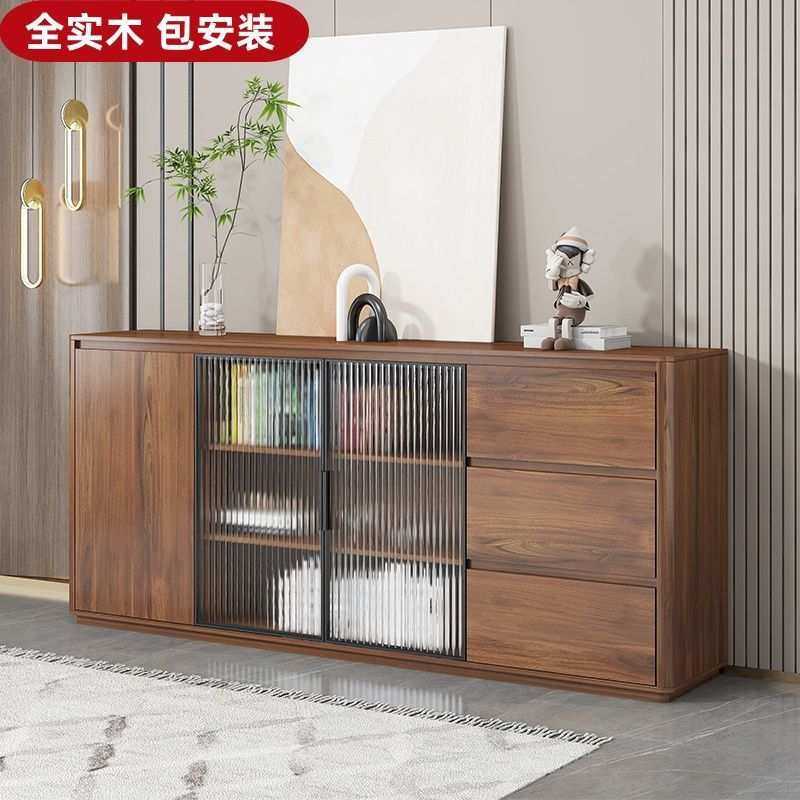 实木新中式餐边柜靠墙一体储物柜现代简约茶水柜2025新款古风橱柜