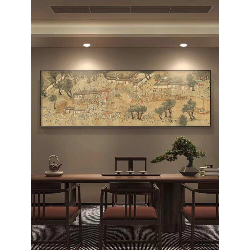 清明上河图中式客厅装饰挂画横幅国画古画书房办公室茶室字画壁画