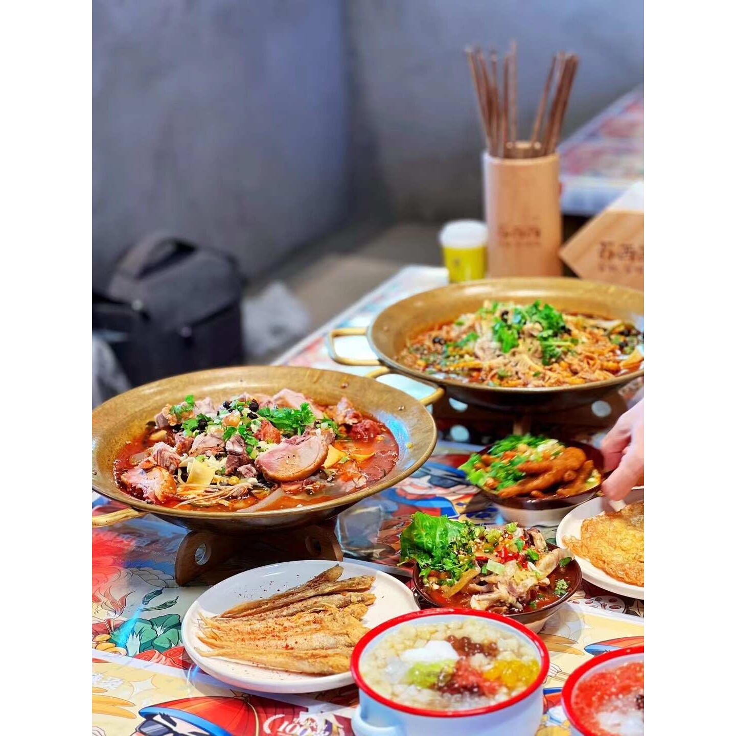 冒肚铜锅纯铜老式手工炒锅饭店加厚双耳铜火锅冒菜铜锅