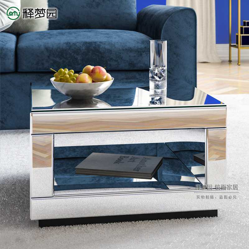 镜面茶几小户型家用现代客厅沙发边角几简约网红摄影道具茶几3210