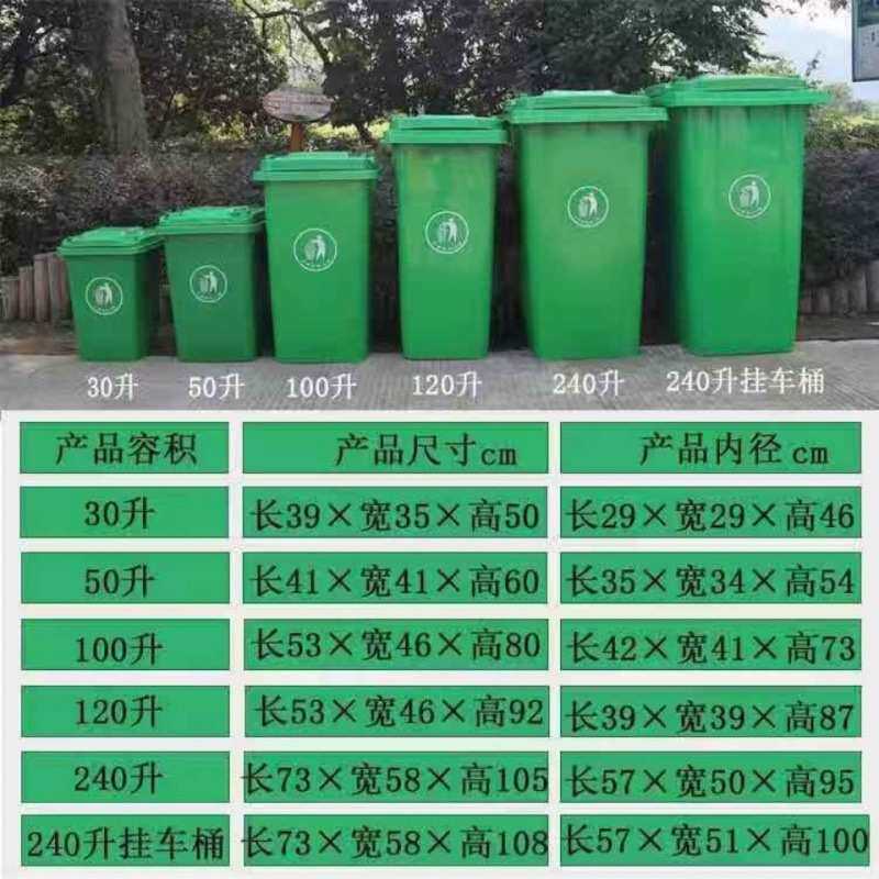 240L大号室外分类垃圾桶加厚塑料商家用环卫挂车带轮带盖户外