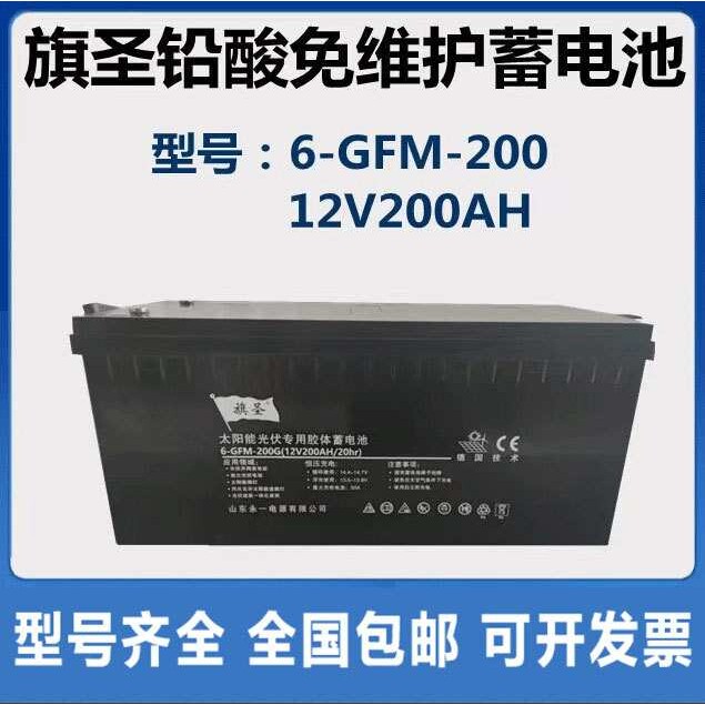 旗圣蓄电池6-GFM-200 12V200AH太阳能光伏发电路灯储能胶体电池