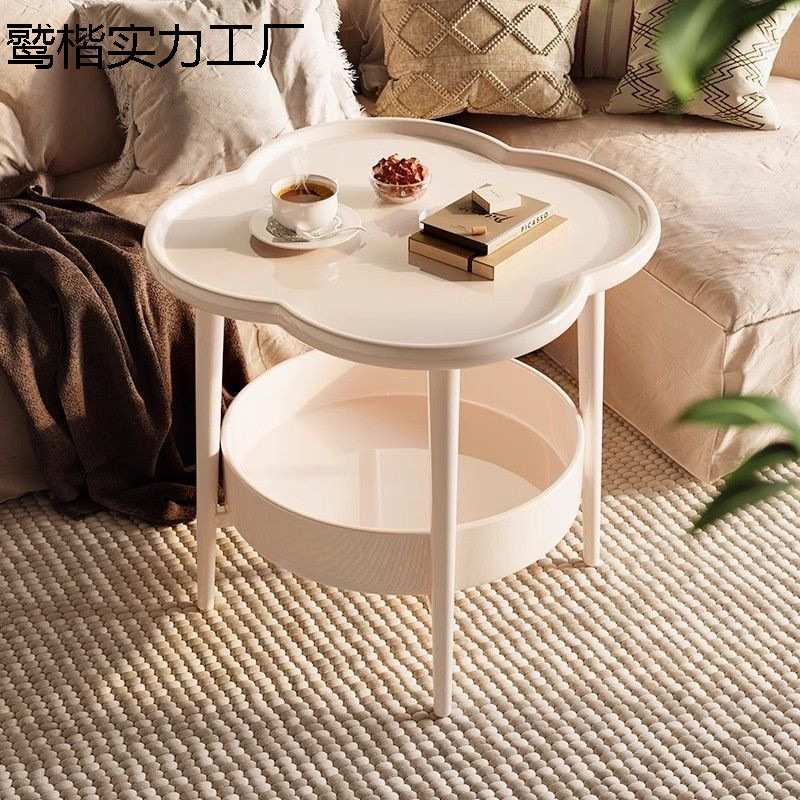 新款办公室会客茶几酒店大厅四叶草边几奶油风平头茶几会客厅茶几